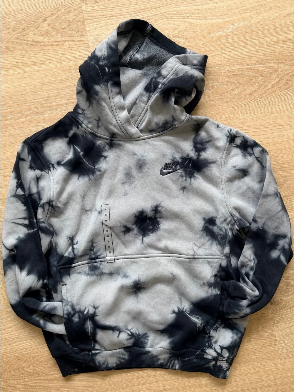 Nike Tie-Dye Black & Gray Hoodie Boys Med NWT
